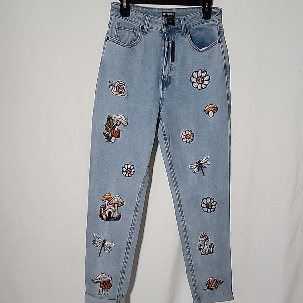 Hot Topic Sky Blue Denim with Artistic Stitching